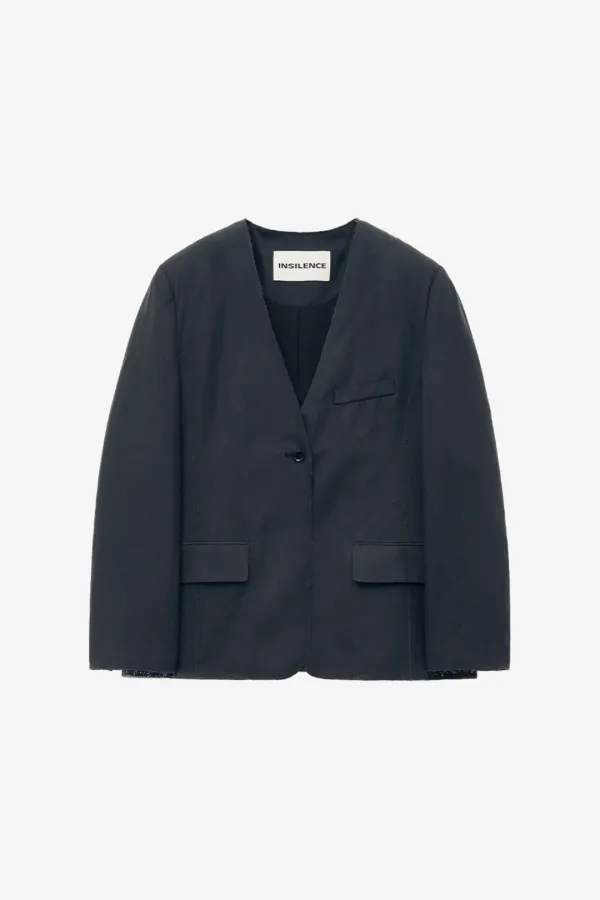 린넨 컷오프 자켓 WASHED BLACK