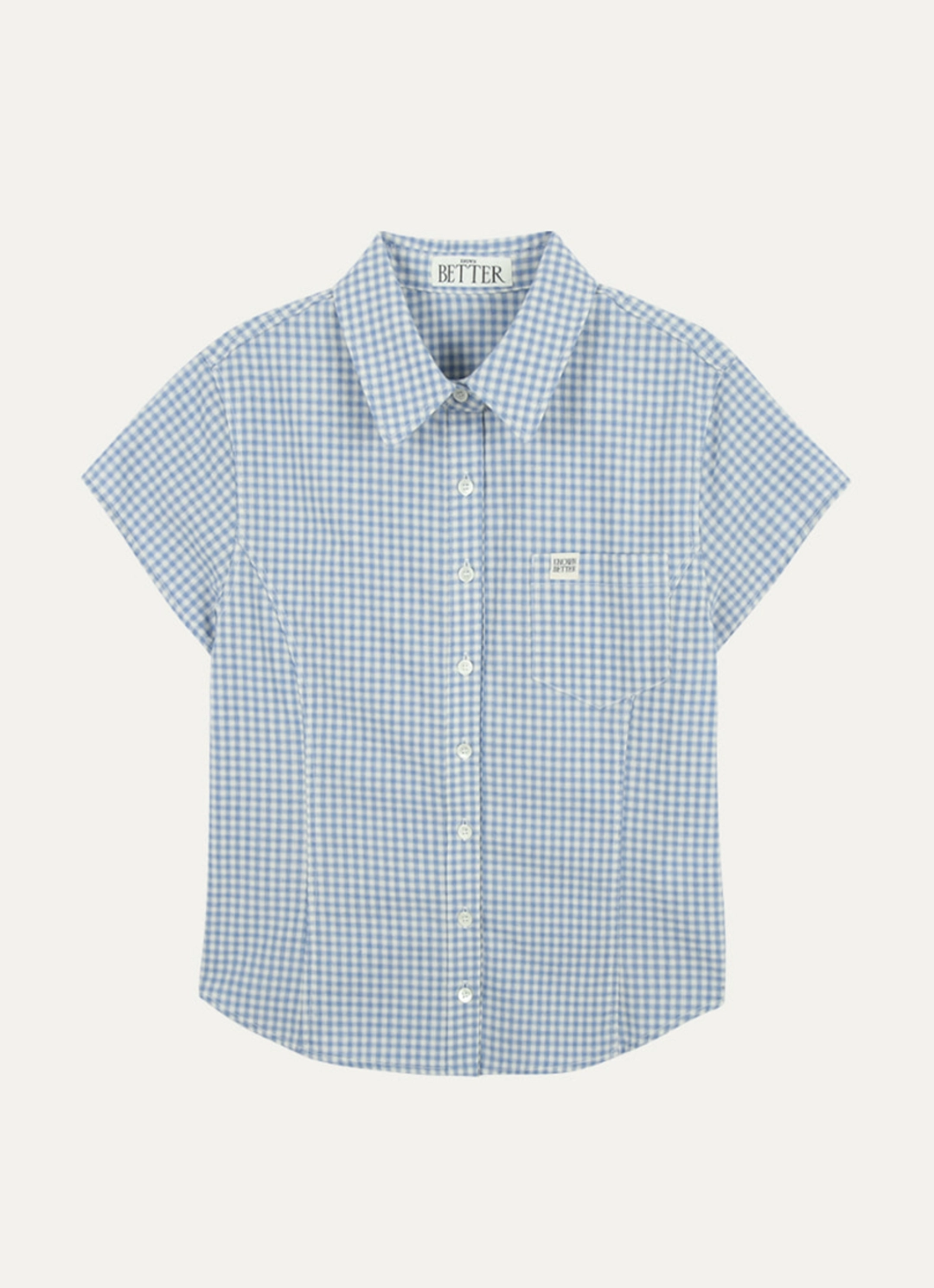 노운베러 Gingham check half shirt [KNSS03SH02]_Blue 상품 이미지 1