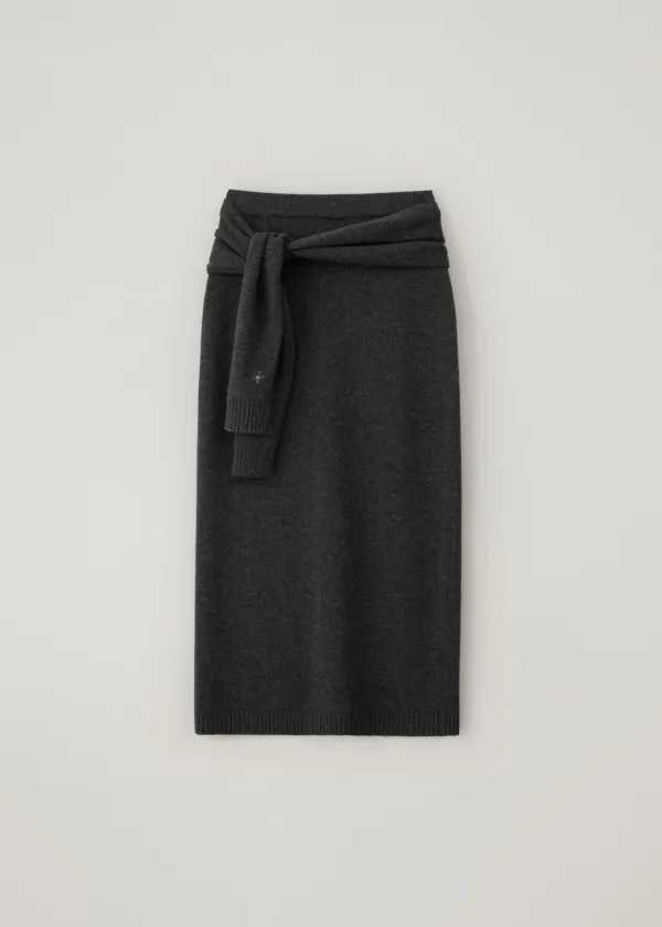 [SET] Origin Extrafine Merino knit skirt set (deep charcoal)