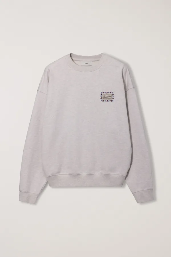 UNISEX LABEL NEEDLEWORK SWEATSHIRT OATMEAL MELANGE_UDTS5C106I1