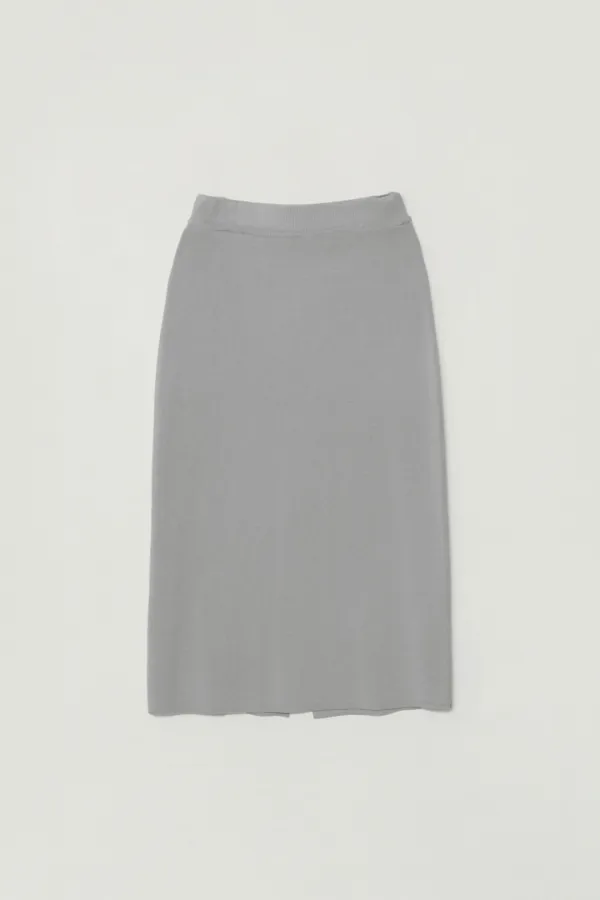 COSIA H-LINE LINEN SKIRT_GRAYISH SKYBLUE