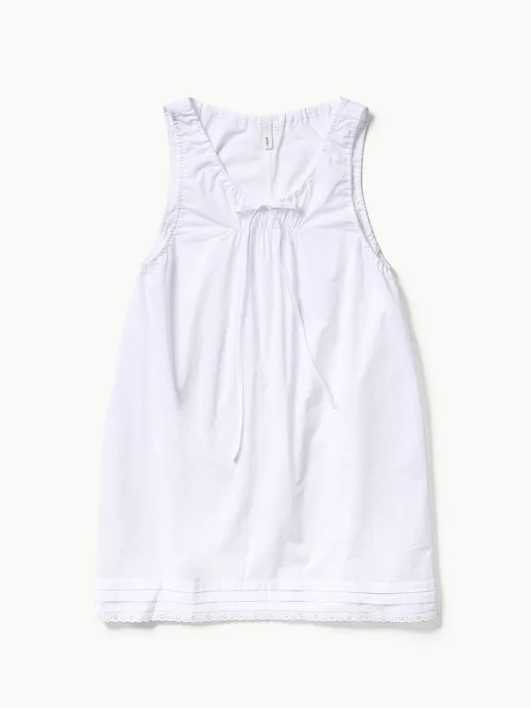 Shirring Sleeveless Dress - White