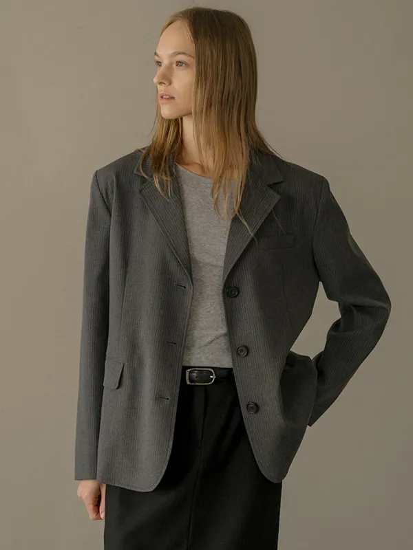 Stripe essential single jacket [KNFW02JK03]_[2color]