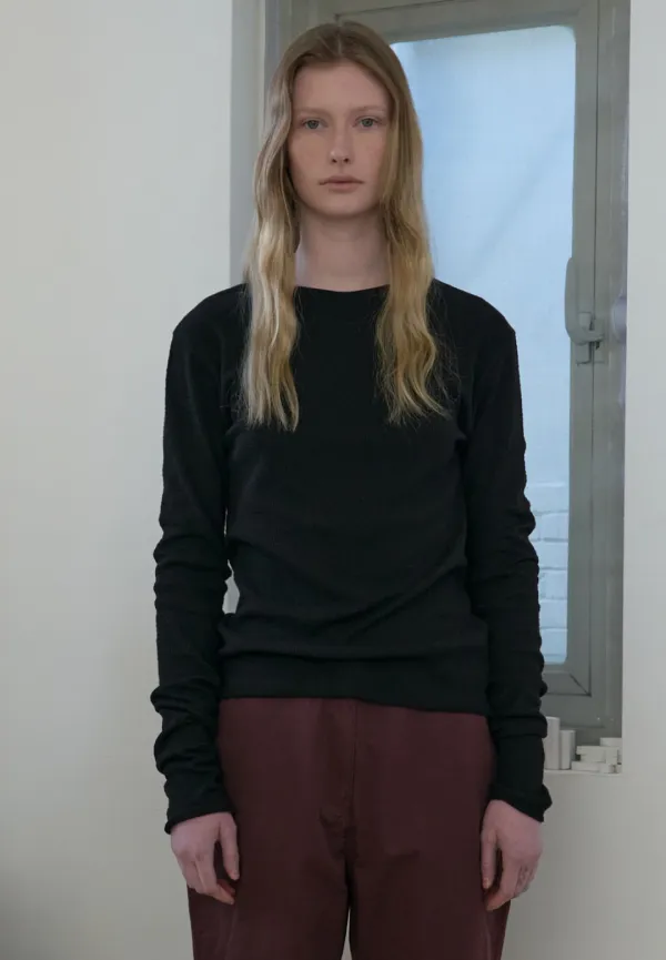 Jacquard round long sleeve (black)