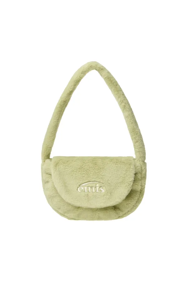 FUR HALF MOON FLAP BAG-GREEN