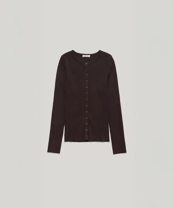 PVIL Fine Rib Cardigan(Brown)