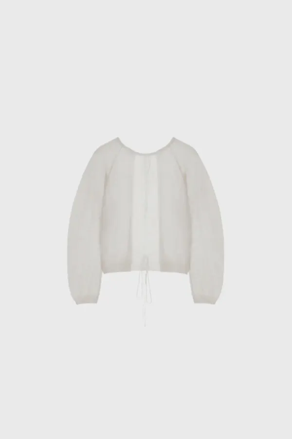 Kid mohair string cardigan (light gray / pink / brown / dark gray)