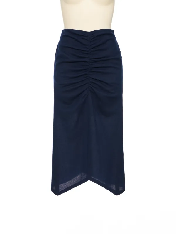 FW25 NAVY SHIRRING SKIRT