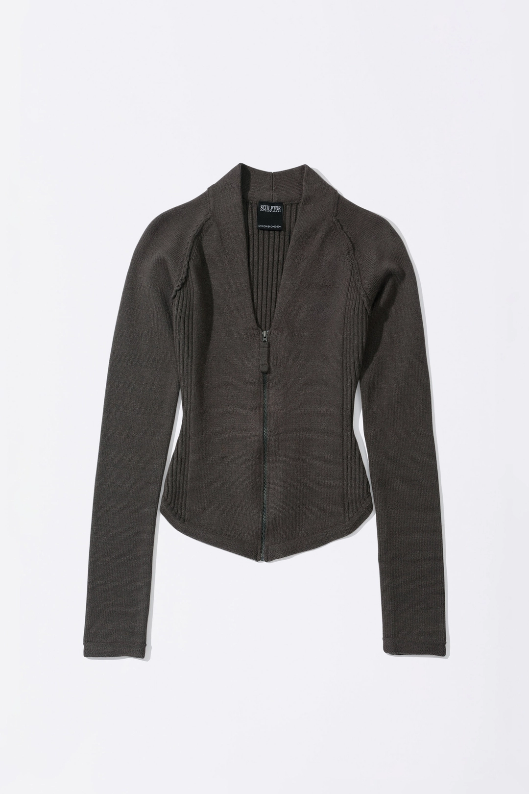 스컬프터 Open Collar Knit Zip-Up Mocha 상품 이미지 1