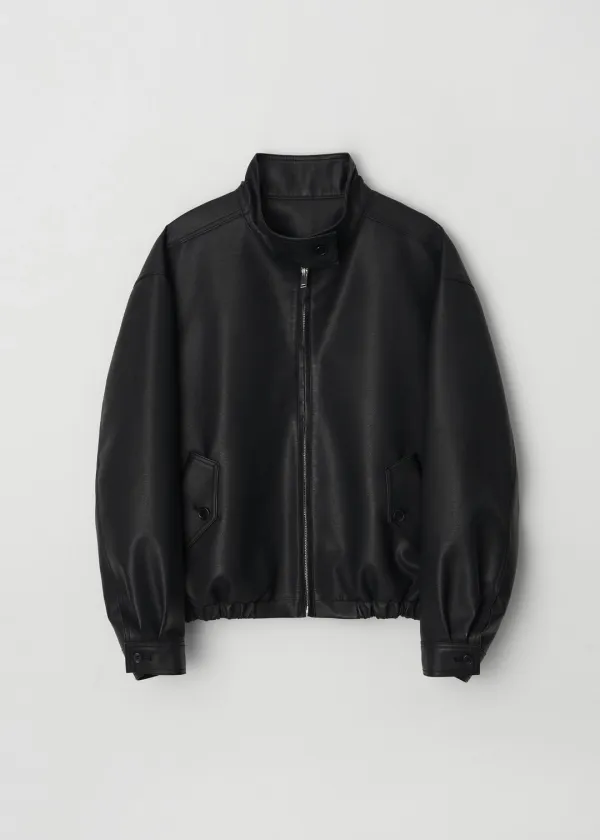 [10/2 예약발송] Half neck leather jumper (black)