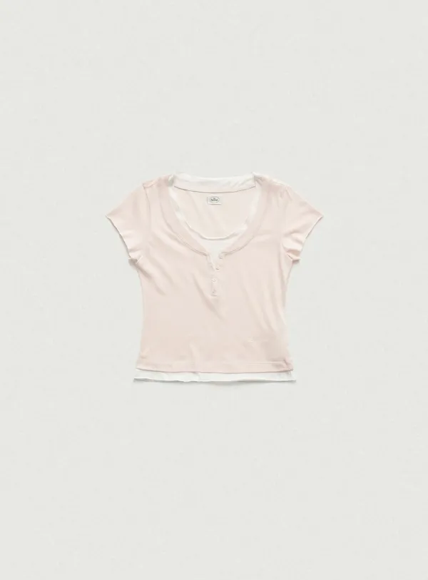 Noah Slim Layered Tee_Peach