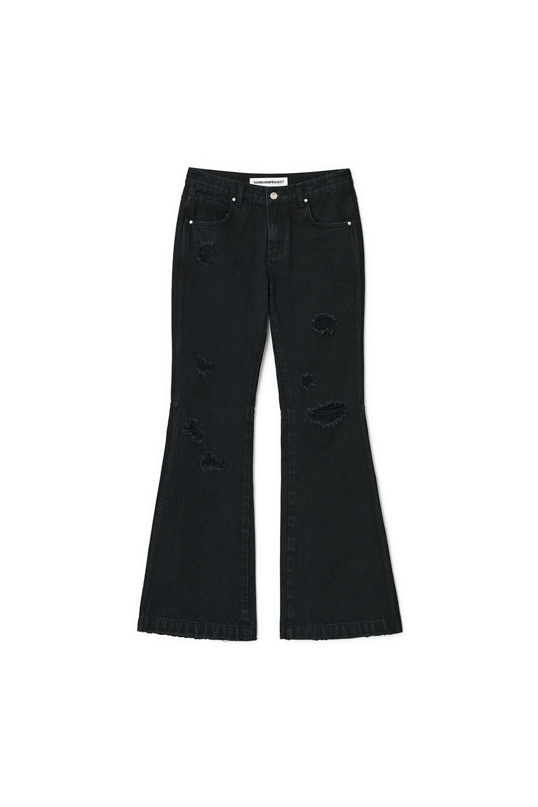 썬번프로젝트 DISTROYED BOOTS CUT DENIM PANTS, BLACK 상품 이미지 1