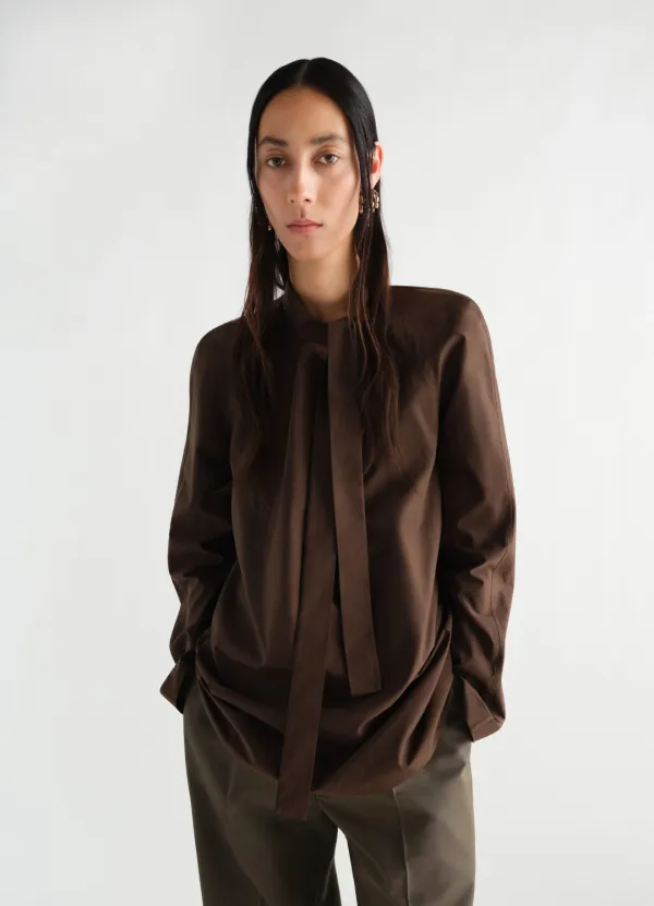 ASCOT BLOUSE IN WASHED COTTON SILK