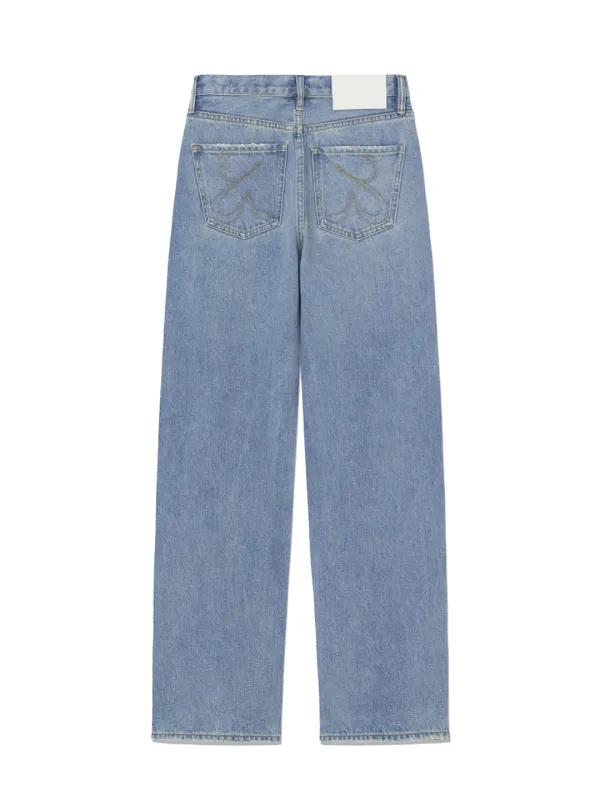 90s HIGH RISE WIDE LEG JEANS (LONG) (LIGHT BLUE)