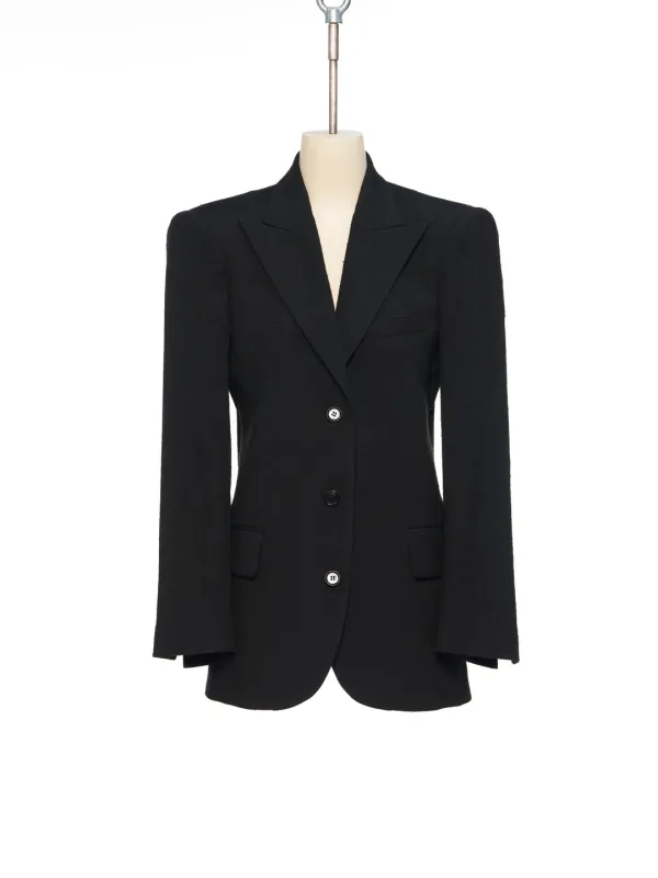 SS26 BLACK CURVY SHOULDER BLAZER