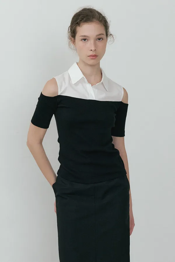 Off-Shoulder Shirt Top (black)