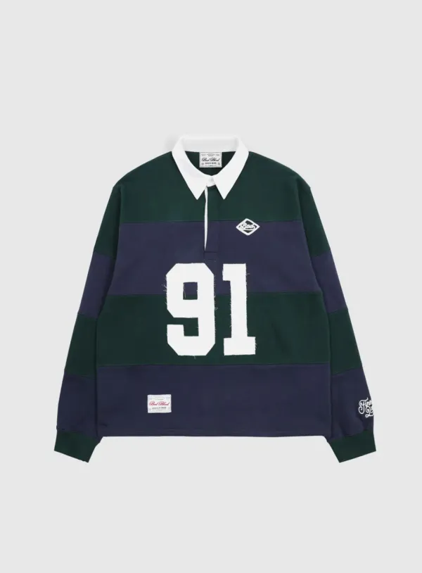 [w-sweatshirt24-017] 배드블러드 스포츠 스트라이프 럭비 스웻셔츠 - 그린/네이비