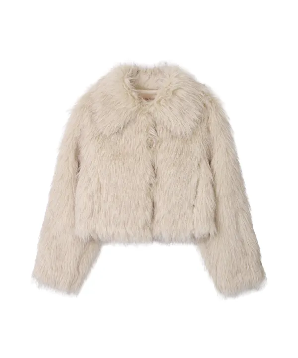 Mingle Faux Fur Jacket-Ivory