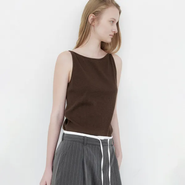 (Z-T-6930)ESSENTIAL SOLID SLEEVELESS TEE