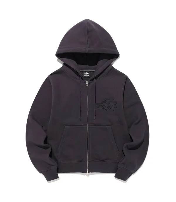 3star crop hoodie zip up[purple]
