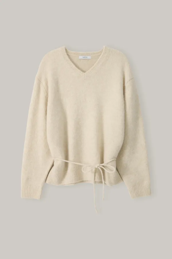 Woolly v-neck sweater (Cream)