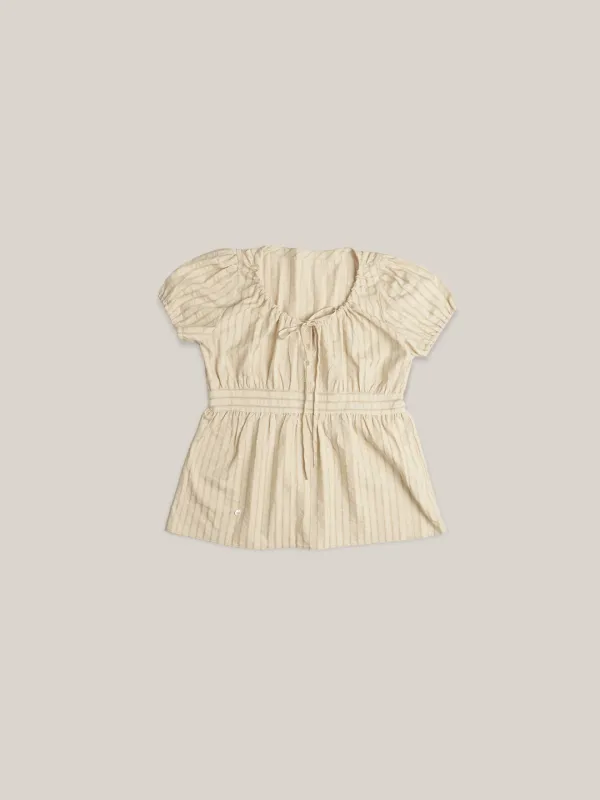 STRIPE PUFF BLOUSE [ BEIGE ]