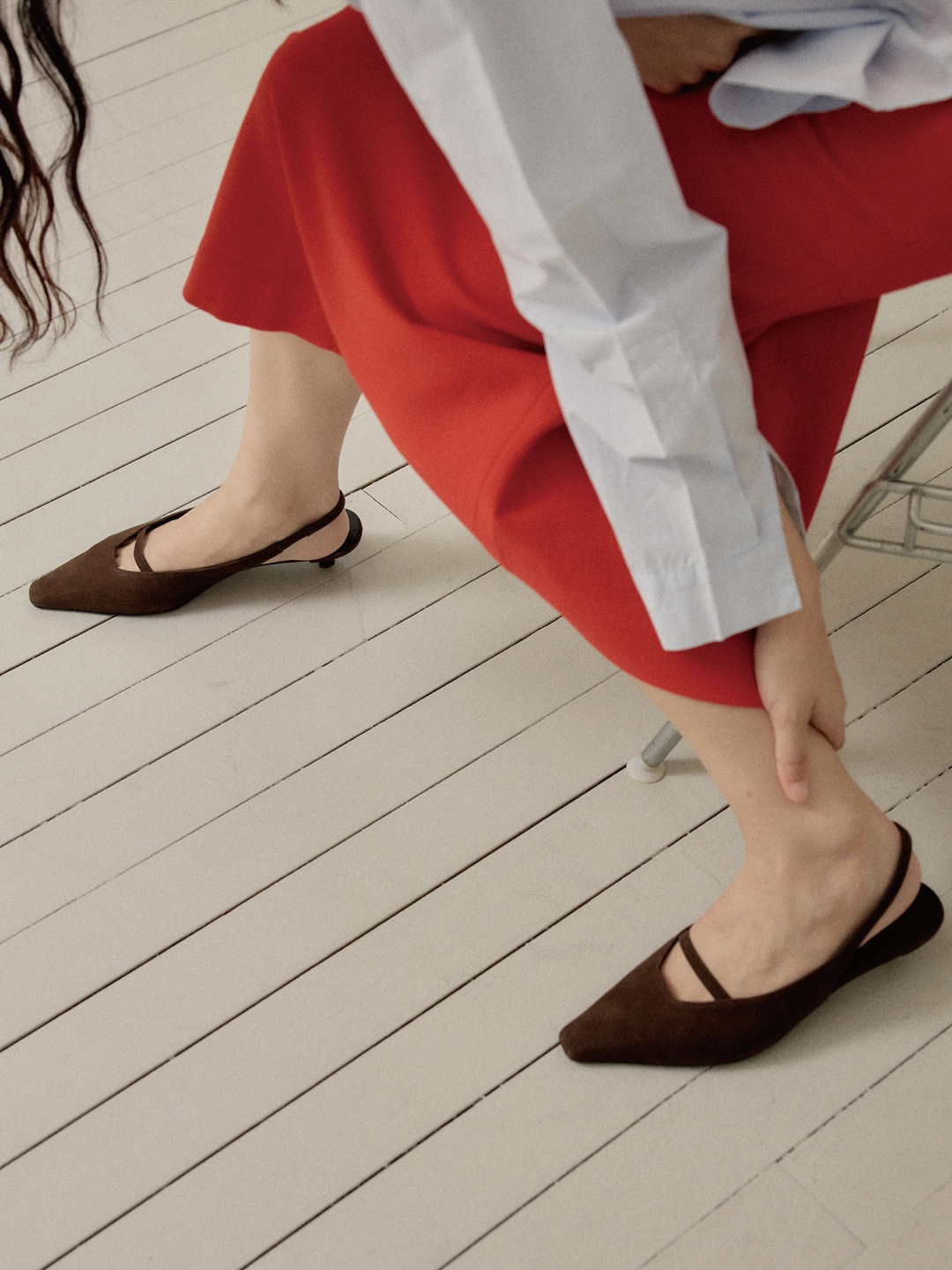 러브듀이 SILHOUETTE slingback / 브라운스웨이드 상품 이미지 2
