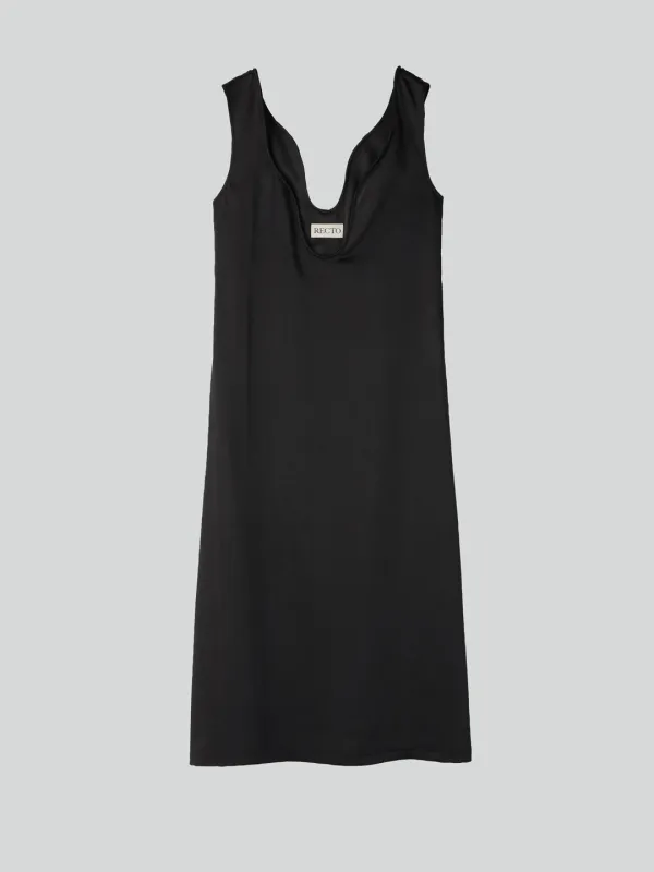 CURVED WIRE NECK DRESS (BLACK)
