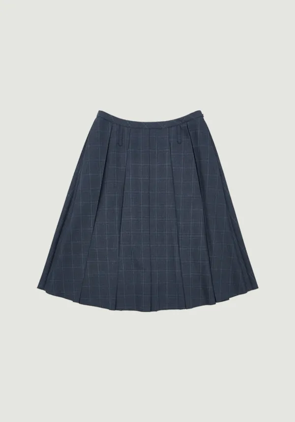 PEYTON CHECK PLEATS SKIRT