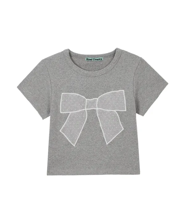 Lace Ribbon T-shirt [Gray]