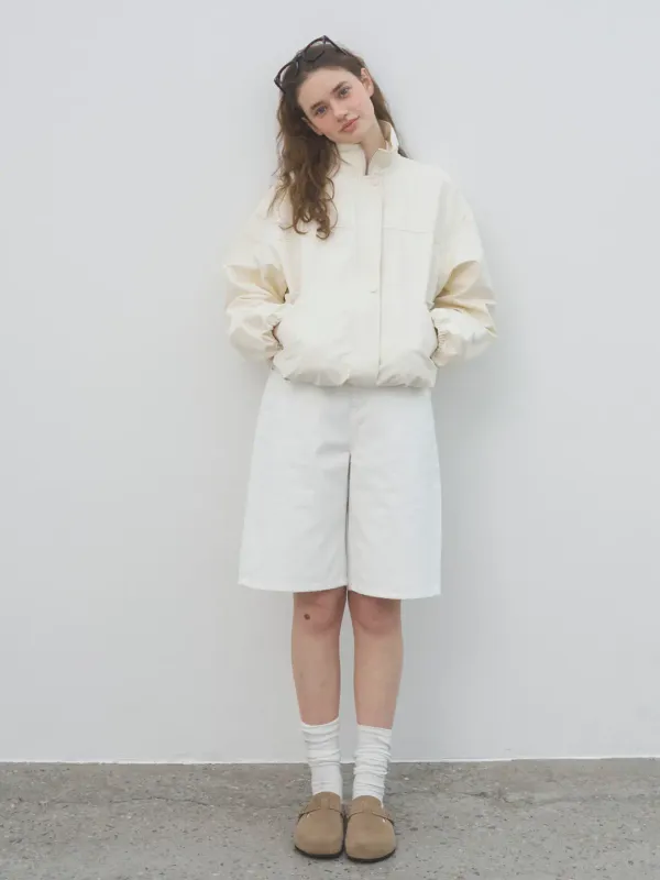 VOLUME SHIRRING WINDBREAKER - IVORY
