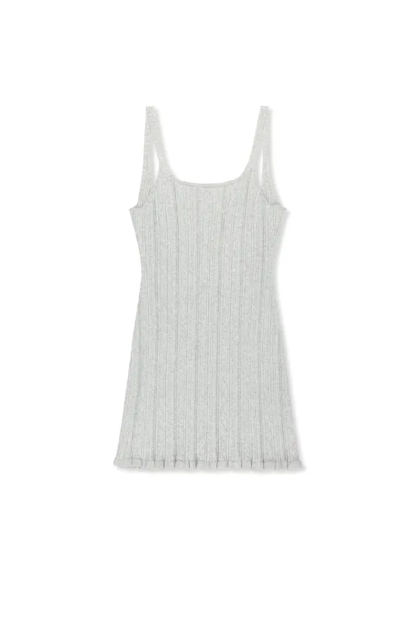 OPEN BACK RIBBED KNIT DRESS IN LIGHT GREY