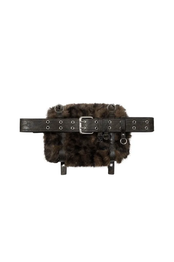 Mini Fur Belt Bag [ Brown ]