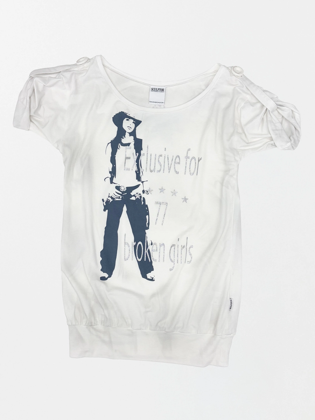 스컬프터 Broken Girls Roll Up Tee Dirty White 상품 이미지 1