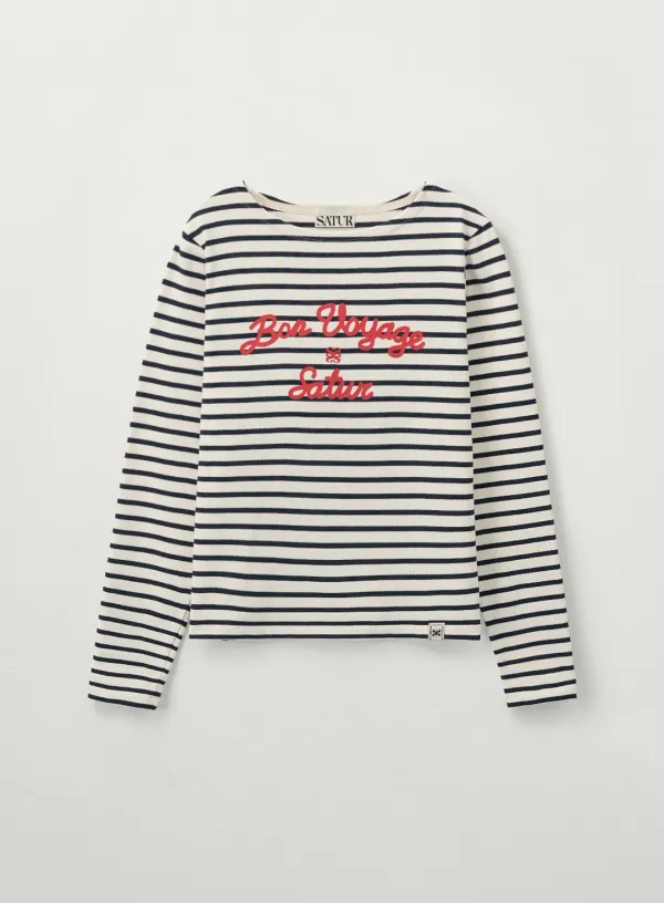 (W) Bon Voyage Border Long Sleeve - Cream