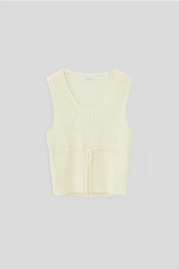 T/T Tie knit vest (ivory)