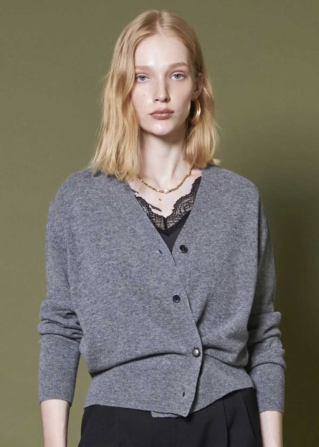 메종드이네스 SIDE BUTTON CARDIGAN_GRAY 상품 이미지 2