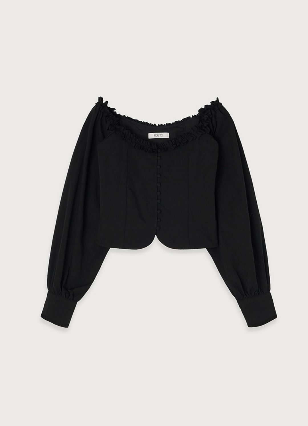 포에토 SHY OFF BLOUSE - BLACK 상품 이미지 1