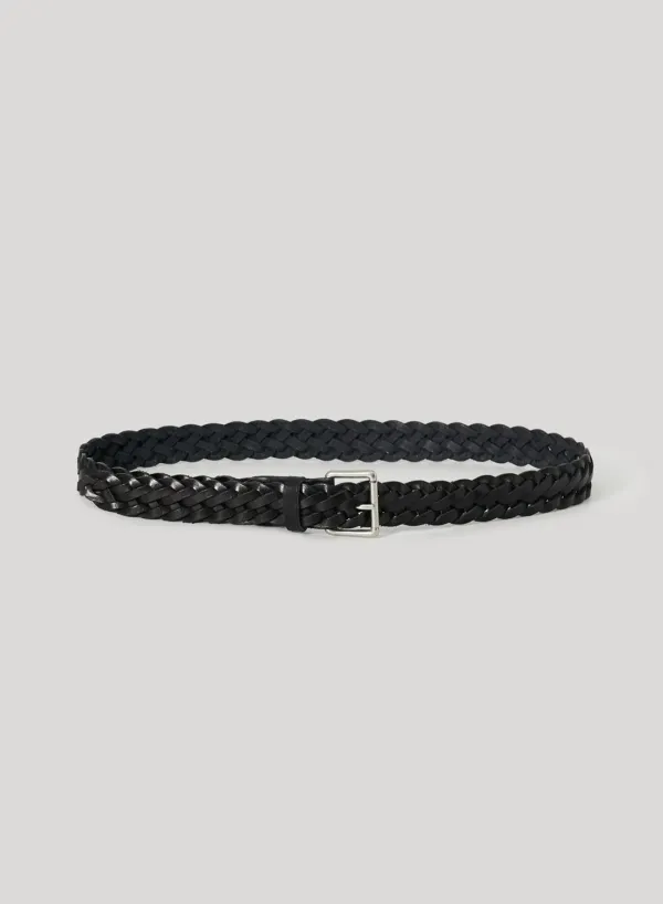 Plaited Leather Belt Black (FROM ITALY)