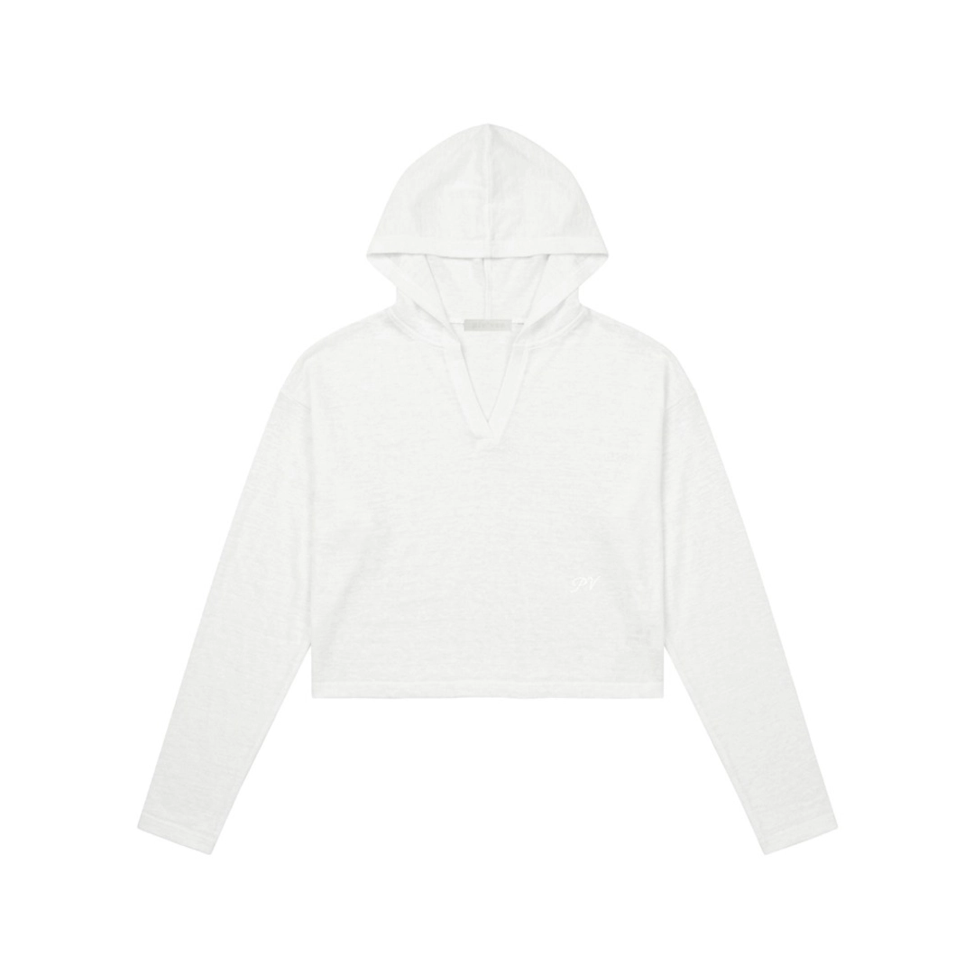 피브비 Sheer Knit Hooded Crop Top (cloud white) 상품 이미지 1