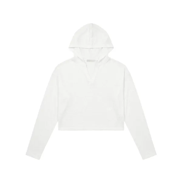 Sheer Knit Hooded Crop Top (cloud white)