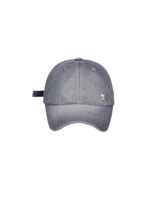 ACID WASHED DENIM BALL CAP_ICE GREY