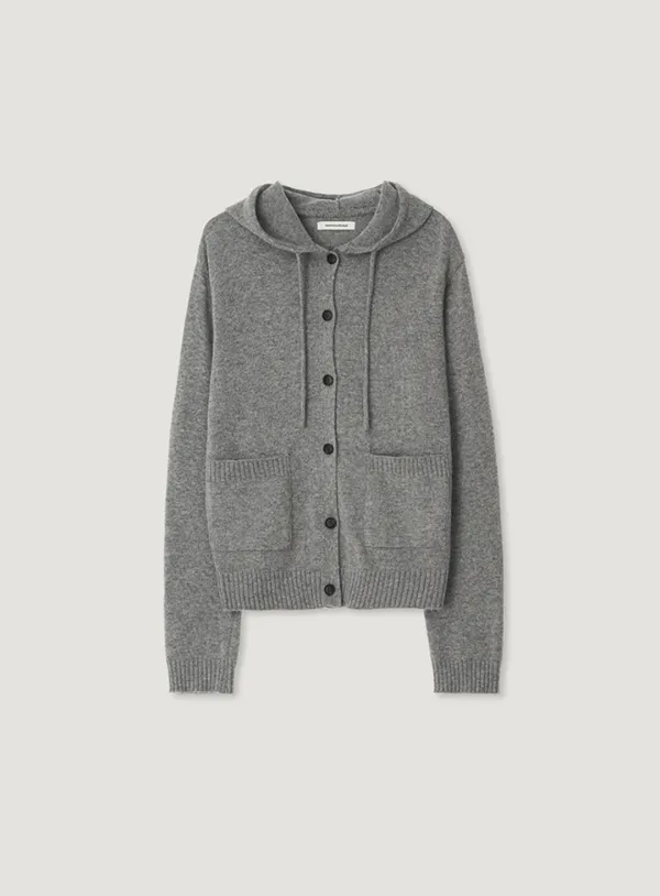 COLIN HOOD KNIT CARDIGAN_MELANGE GREY