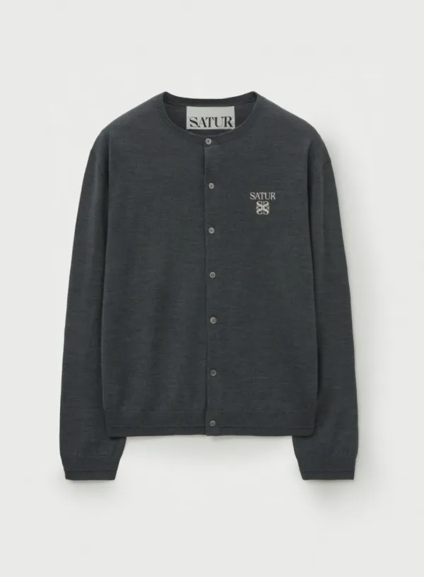 [RIIZE\'s Pick] Loren Basic Crewneck Fine Cardigan - Charcoal