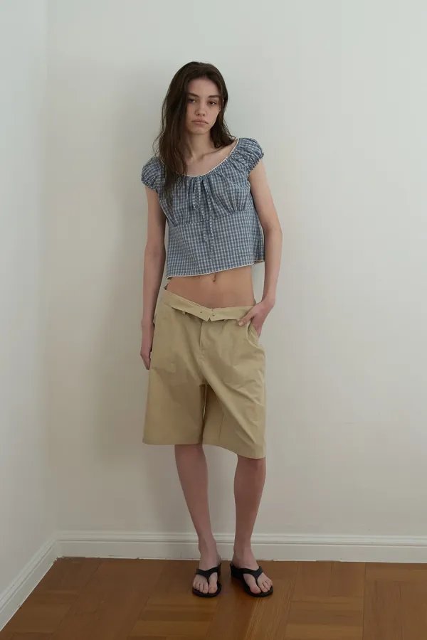 Bow bermuda pants_beige
