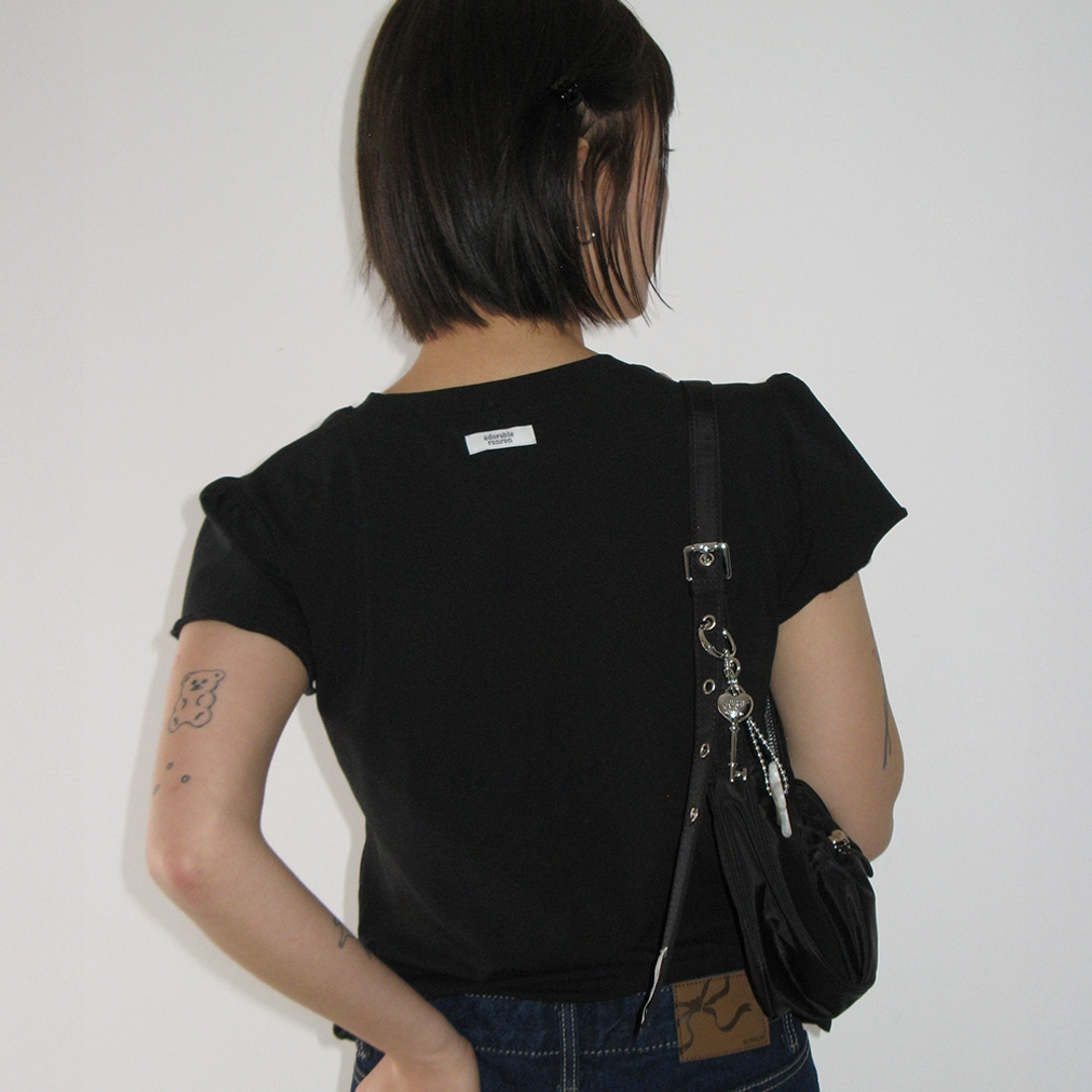 론론 RAW EDGE PUFF T SHIRT BLACK 상품 이미지 1