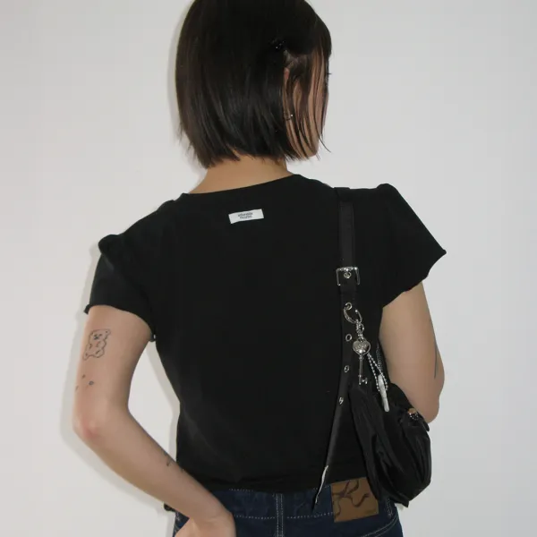 RAW EDGE PUFF T SHIRT BLACK