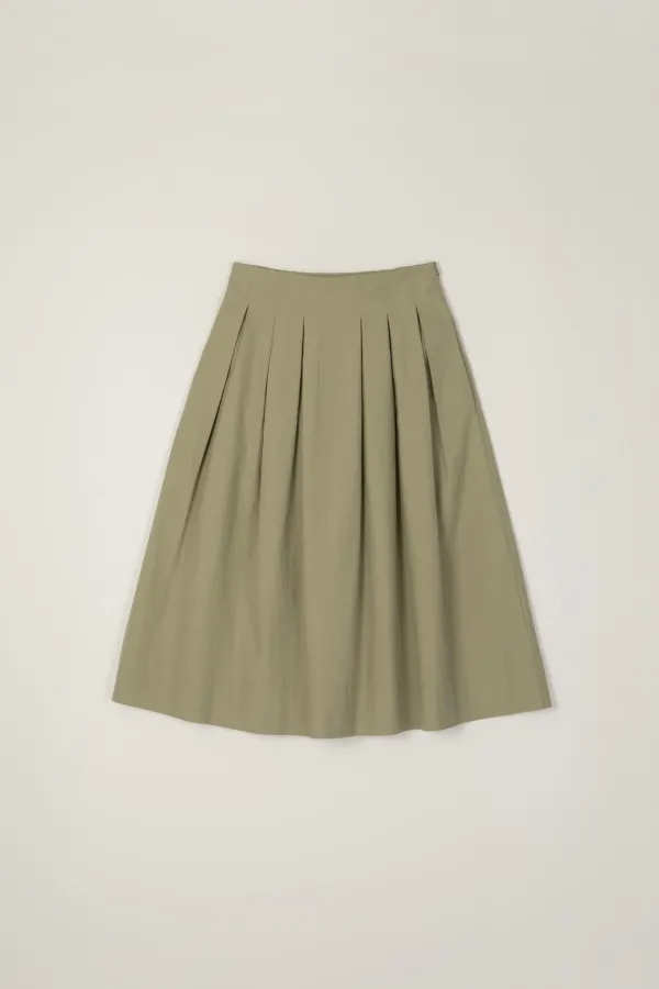 PICOT PINTUCK FLARE SKIRT_BEIGE