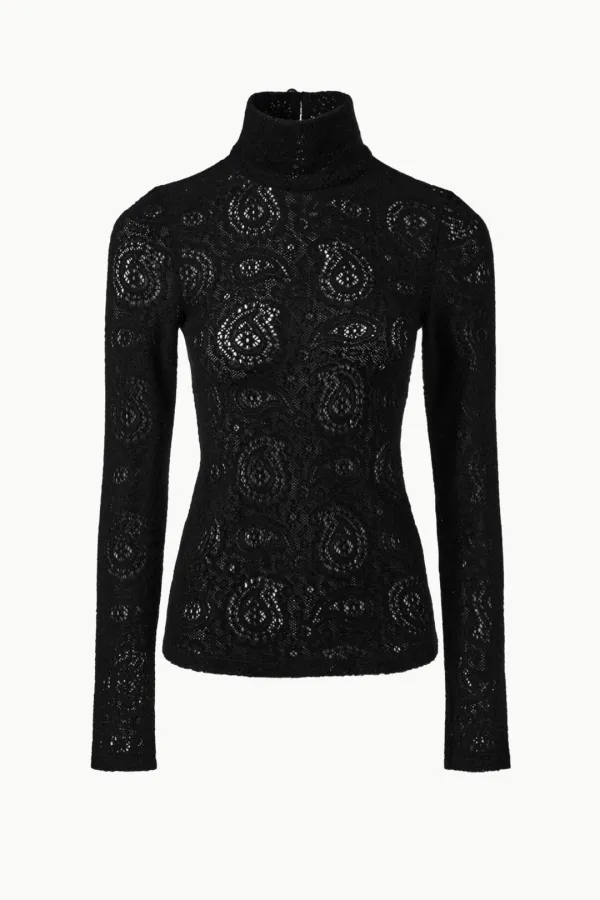 Paisley Lace High-neck Top, Black