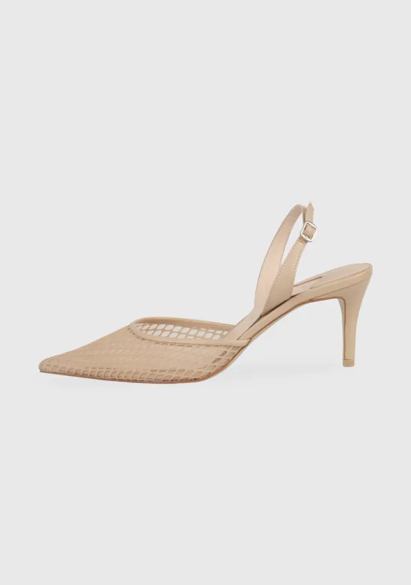 Mystic Mesh Slingback Heels Beige